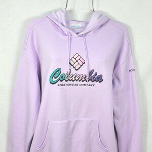 Columbia Women's Hoodie Size L Purple Fleece Long Sleeve Pocket Front